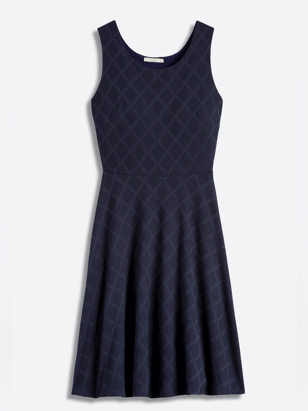 Le Lis Navy Sleeveless Textured Fit-and-Flare Midi Dress - 1X